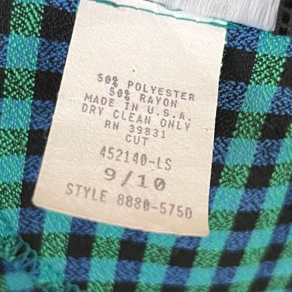 Vintage‎ 90s Green Blue Gingham Mini Dress // Size Medium - Picture 5 of 5